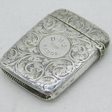 Victorian Sterling Silver & Enamel Galloping Huntsman Vesta Case Antique