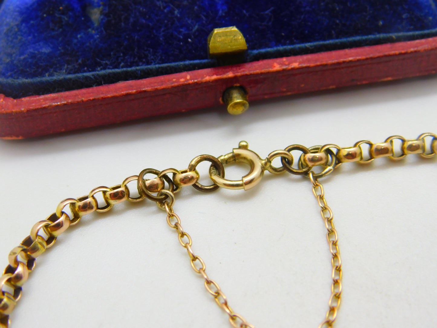 9ct Gold Fancy Link Essential Chain Bracelet Antique c1920 Art Deco 7" Length