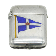 Victorian Sterling Silver & Enamel Royal Navy Flag Vesta Case Antique Birmingham