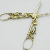Sterling Silver Gilt Ornate Regency Style Grape Scissors Vintage 1970 London