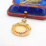 9ct Rose Gold Floral Watch Chain Fob Medal 1923 Birmingham Antique Deco
