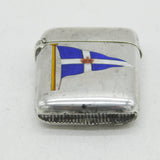 Victorian Sterling Silver & Enamel Royal Navy Flag Vesta Case Antique Birmingham