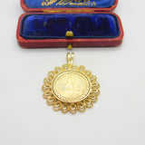 9ct Yellow Gold Queen Victoria Sovereign Style Coin Pendant 1993 Sheffield