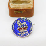 Georgian Sterling Silver & Enamel Shilling Coin Brooch Pin Antique 1825