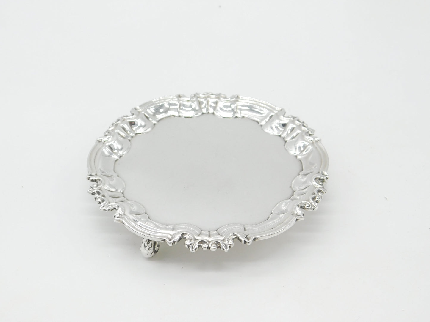 Sterling Silver Salver Tray Art Nouveau Form Antique 1912 Sheffield Hutton