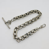 Victorian Sterling Silver Floral Fancy Link Watch Chain Antique c1890