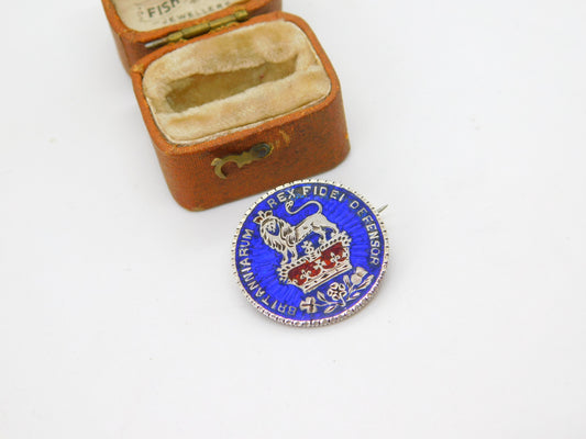 Georgian Sterling Silver & Enamel Shilling Coin Brooch Pin Antique 1825