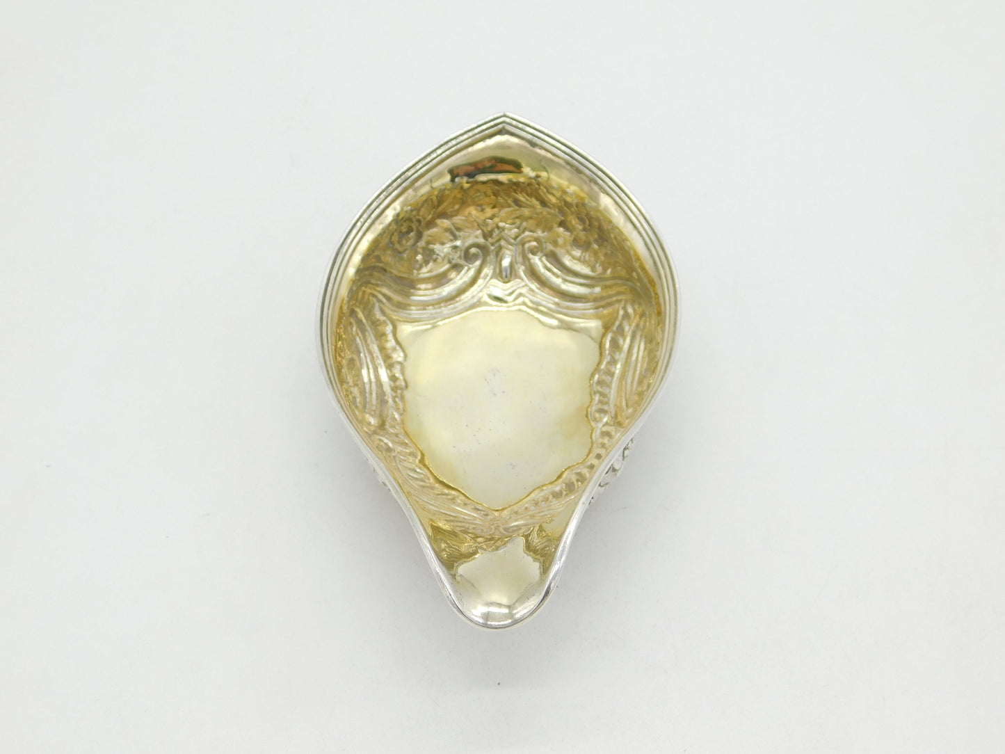 Victorian Sterling Silver Floral Embossed Christening Pap Boat Antique c1860