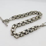 Victorian Sterling Silver Floral Fancy Link Watch Chain Antique c1890
