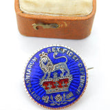 Georgian Sterling Silver & Enamel Shilling Coin Brooch Pin Antique 1825