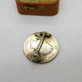 Georgian Sterling Silver & Enamel Shilling Coin Brooch Pin Antique 1825