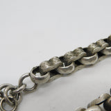 Victorian Sterling Silver Floral Fancy Link Watch Chain Antique c1890
