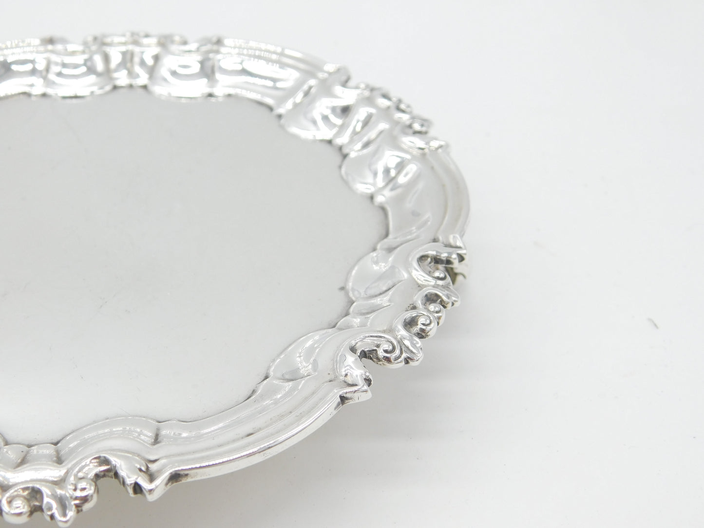 Sterling Silver Salver Tray Art Nouveau Form Antique 1912 Sheffield Hutton