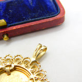 9ct Yellow Gold Queen Victoria Sovereign Style Coin Pendant 1993 Sheffield