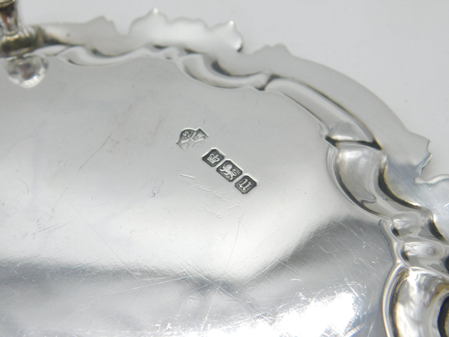 Sterling Silver Salver Tray Art Nouveau Form Antique 1912 Sheffield Hutton