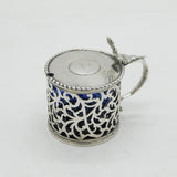 George III Sterling Silver Pierced Floral Lidded Mustard Pot Antique c1780