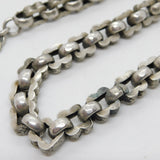 Victorian Sterling Silver Floral Fancy Link Watch Chain Antique c1890