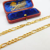 9ct Yellow Gold Essential Figaro Link Chain Necklace 24" Length Vintage c1980