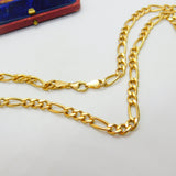 9ct Yellow Gold Essential Figaro Link Chain Necklace 24" Length Vintage c1980