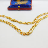 9ct Yellow Gold Essential Figaro Link Chain Necklace 24" Length Vintage c1980