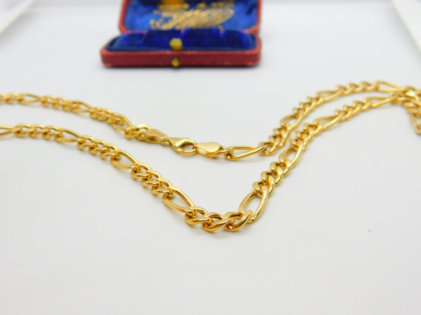 9ct Yellow Gold Essential Figaro Link Chain Necklace 24" Length Vintage c1980