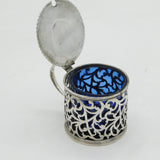 George III Sterling Silver Pierced Floral Lidded Mustard Pot Antique c1780