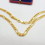 9ct Yellow Gold Essential Figaro Link Chain Necklace 24" Length Vintage c1980
