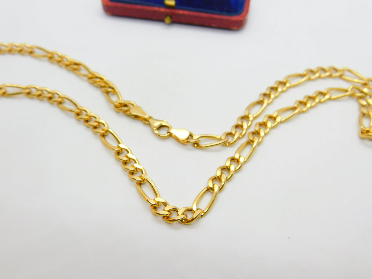 9ct Yellow Gold Essential Figaro Link Chain Necklace 24" Length Vintage c1980