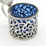 George III Sterling Silver Pierced Floral Lidded Mustard Pot Antique c1780