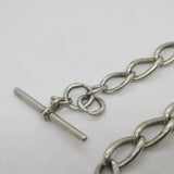 Victorian Sterling Silver Curb Link Albert Watch Chain Antique c1890