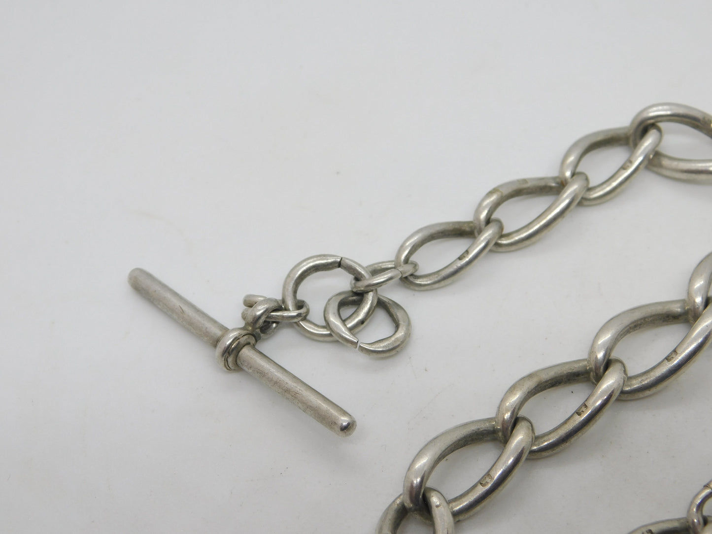 Victorian Sterling Silver Curb Link Albert Watch Chain Antique c1890