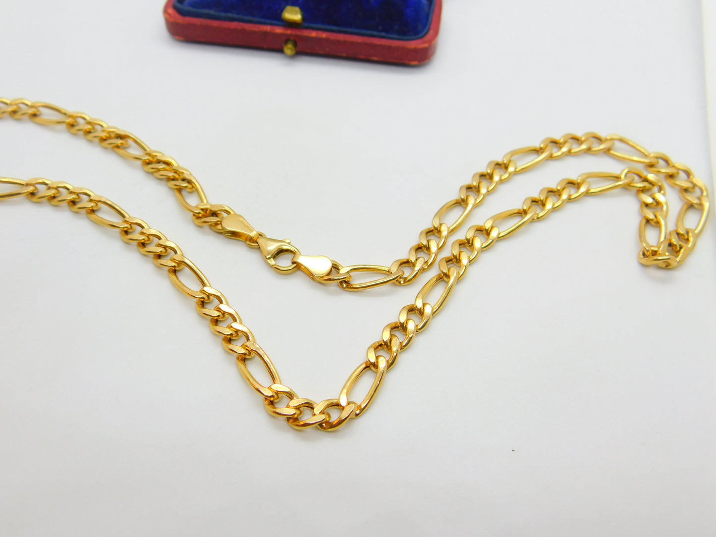 9ct Yellow Gold Essential Figaro Link Chain Necklace 24" Length Vintage c1980