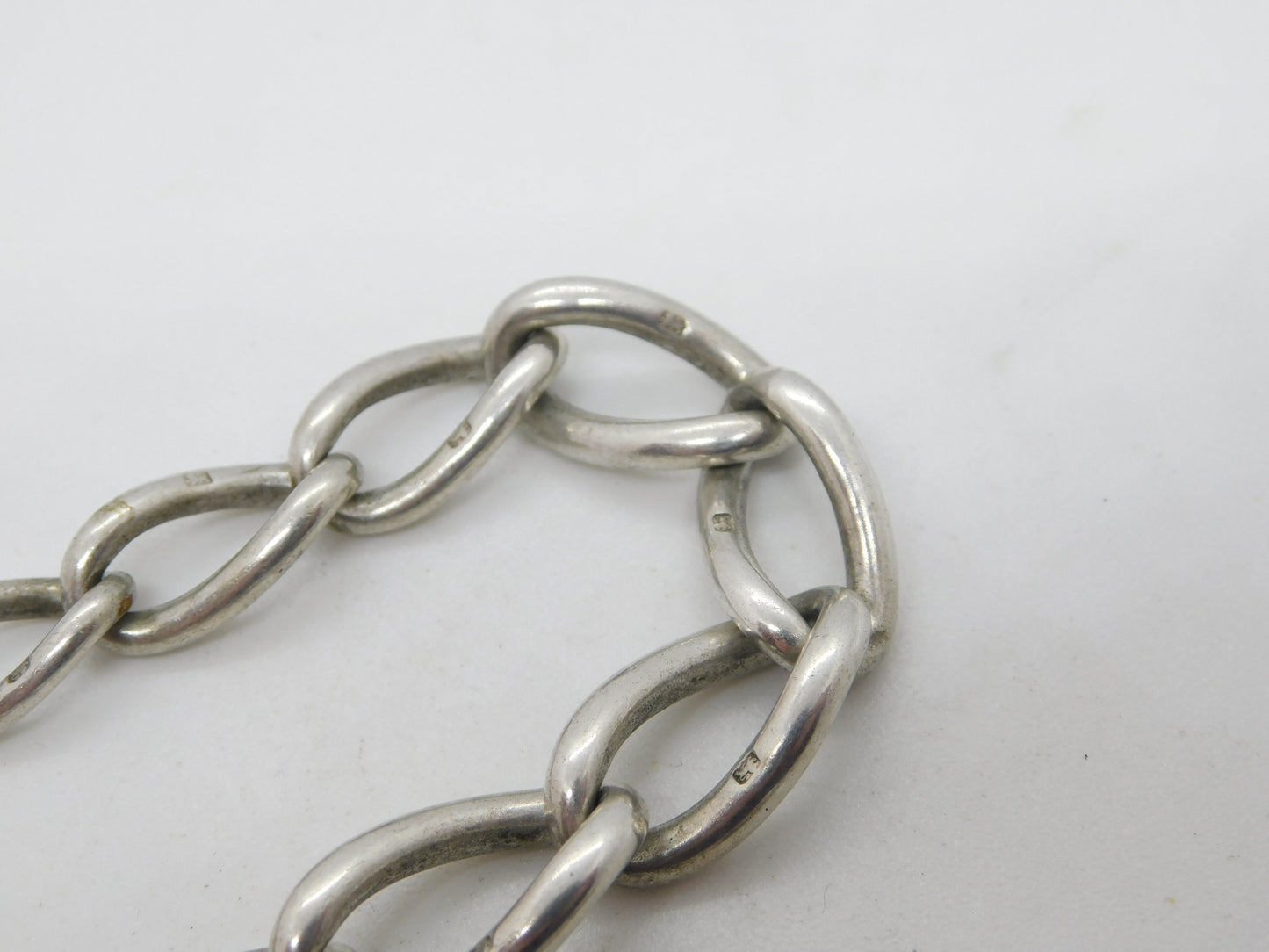 Victorian Sterling Silver Curb Link Albert Watch Chain Antique c1890