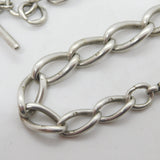 Victorian Sterling Silver Curb Link Albert Watch Chain Antique c1890