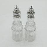 Victorian Pair of Sterling Silver Cut Glass Condiment Casters Antique 1860 London