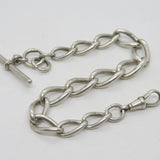 Victorian Sterling Silver Curb Link Albert Watch Chain Antique c1890