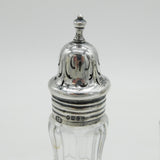 Victorian Pair of Sterling Silver Cut Glass Condiment Casters Antique 1860 London
