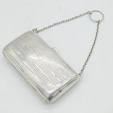 Sterling Silver Crested Ladies Hanging Purse Antique 1920 Birmingham Art Deco