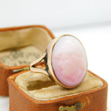 Victorian 9ct Rose Gold Angel Skin Coral Classical Cameo Signet Ring c1880
