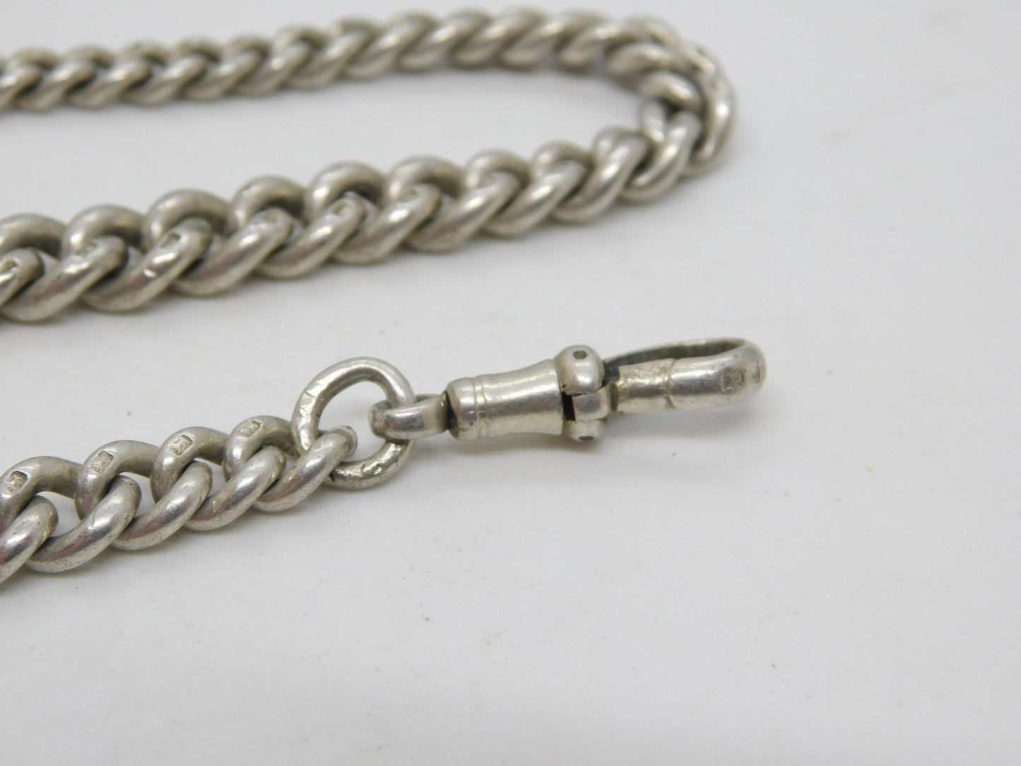 Sterling Silver Graduating Albert Watch Chain Antique 1913 Birmingham Deco