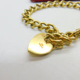 9ct Yellow Gold Curb Link Charm Bracelet Floral Lock Vintage 1968 London
