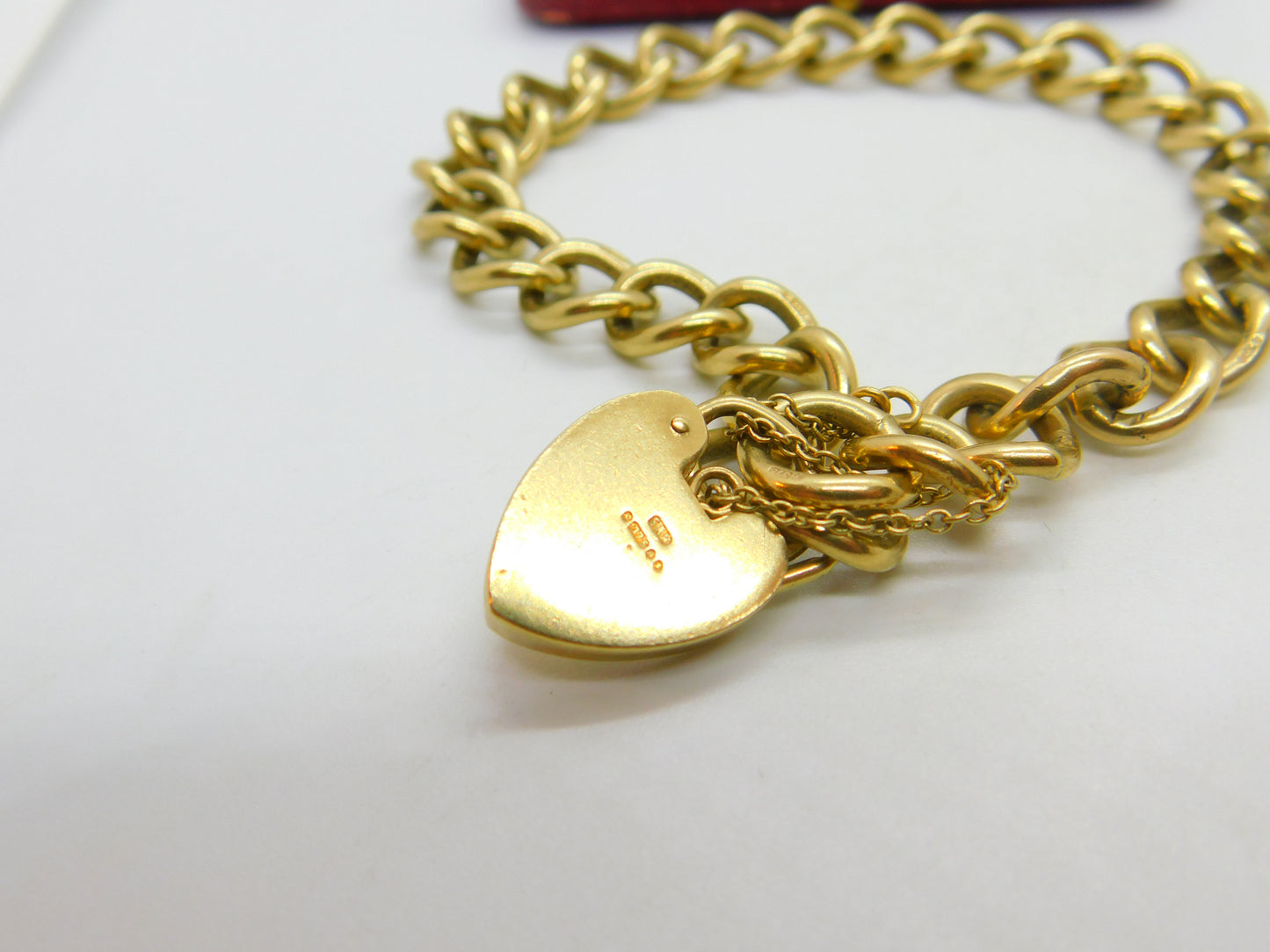 9ct Yellow Gold Curb Link Charm Bracelet Floral Lock Vintage 1968 London