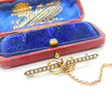 Edwardian 9ct Gold & Seed Pearl Set Lovers Knot Brooch Antique c1910