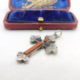Victorian Scottish Sterling Silver, Agate & Bloodstone Cross Pendant c1860