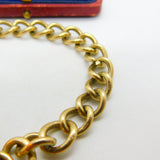 9ct Yellow Gold Curb Link Charm Bracelet Floral Lock Vintage 1968 London