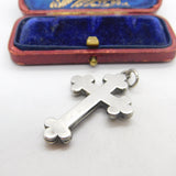 Victorian Scottish Sterling Silver, Agate & Bloodstone Cross Pendant c1860