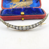 Victorian 9ct Gold & Silver Set Paste Set Crescent Moon Brooch c1860 Antique