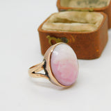 Victorian 9ct Rose Gold Angel Skin Coral Classical Cameo Signet Ring c1880