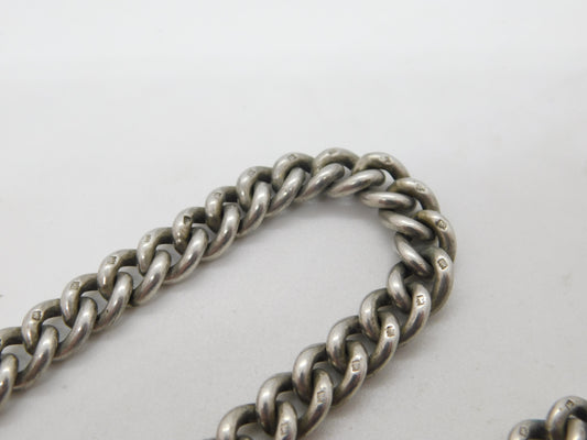 Edwardian Sterling Silver Curb Link Albert Watch Chain Antique London 1909