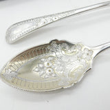 Boxed Pair of Victorian Sterling Silver Berry Spoons 1894 Sheffield Antique